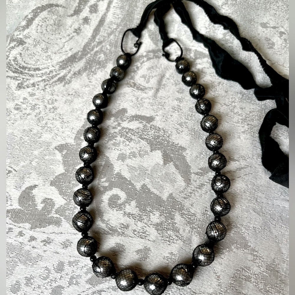 Ribbon and Lace Beaded Necklace
